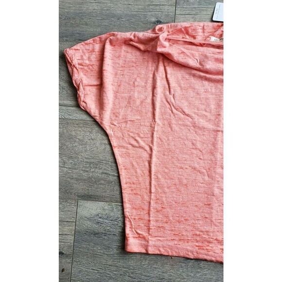 FREE PEOPLE WE THE FREE RED LOTUS ASTRID BURN OUT TEE SHIRT SIZE XTRA SMALL - Picture 5 of 10